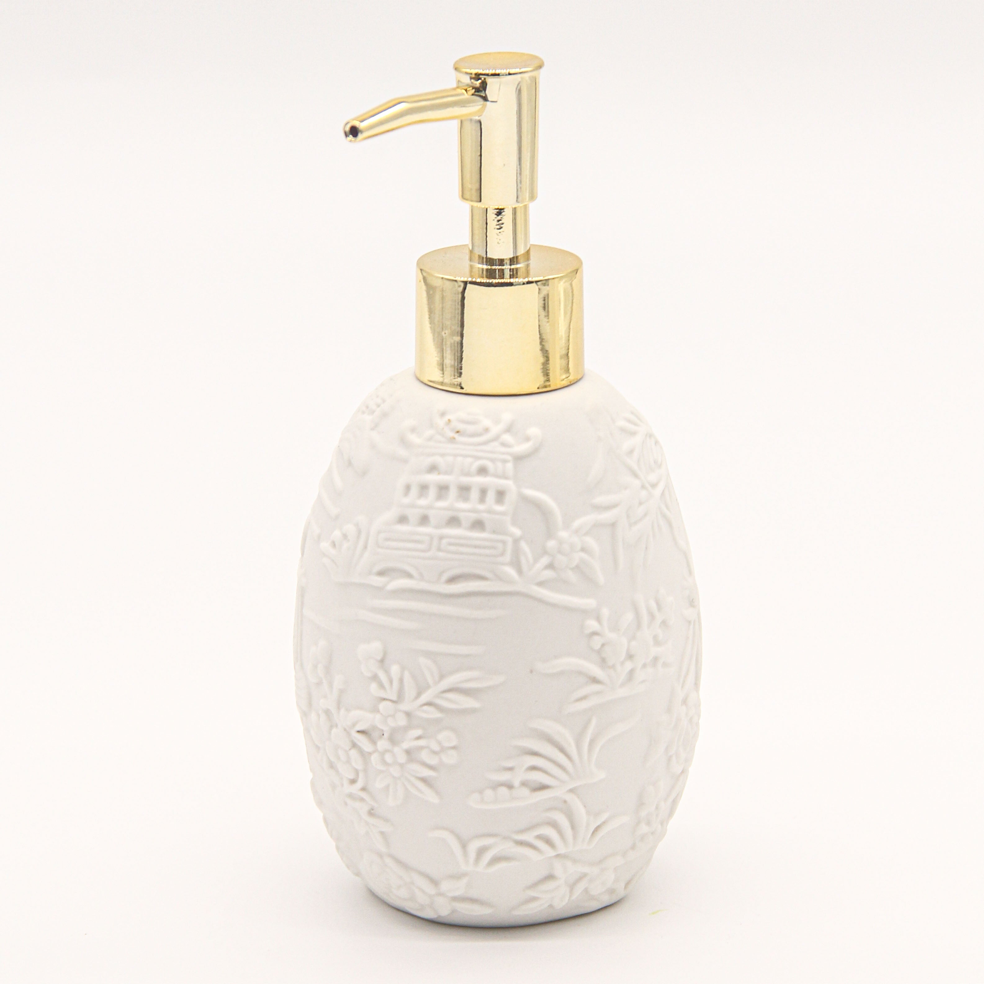 LONGMU Embossed Porcelain Oriental Bath Pump