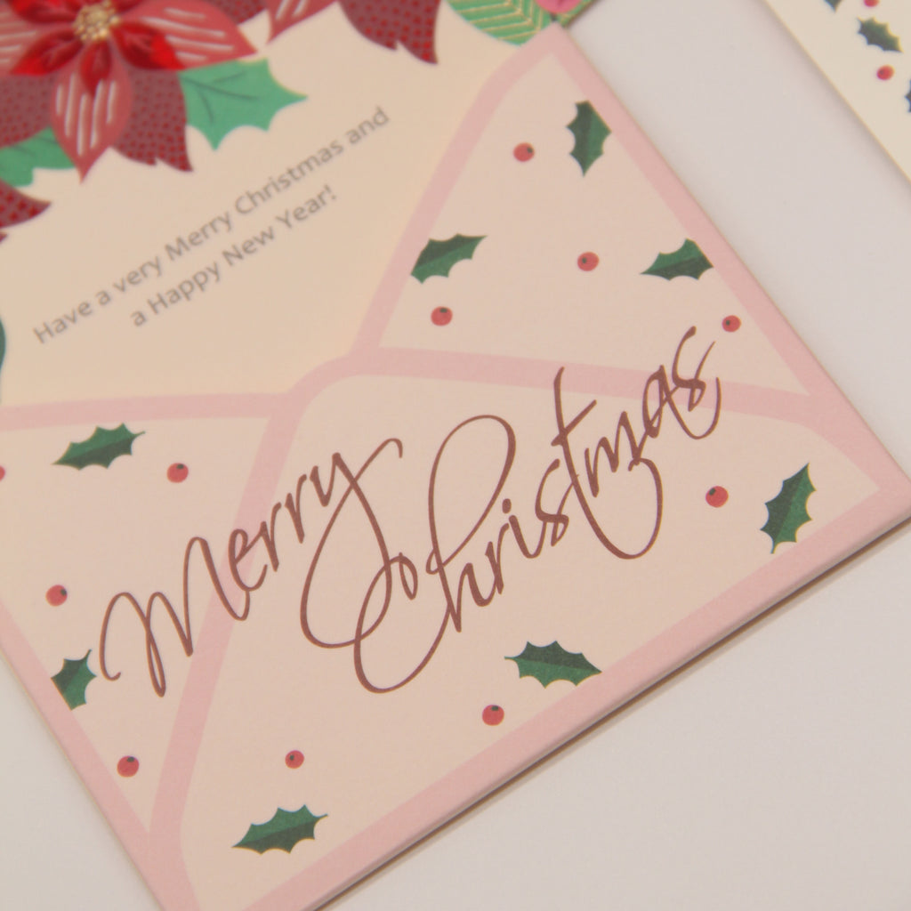 POINSETTIAS Luxury 3D Christmas Card