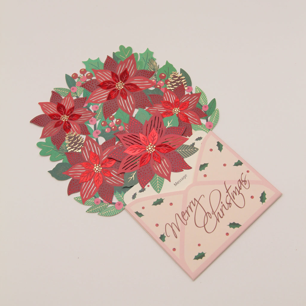 POINSETTIAS Luxury 3D Christmas Card