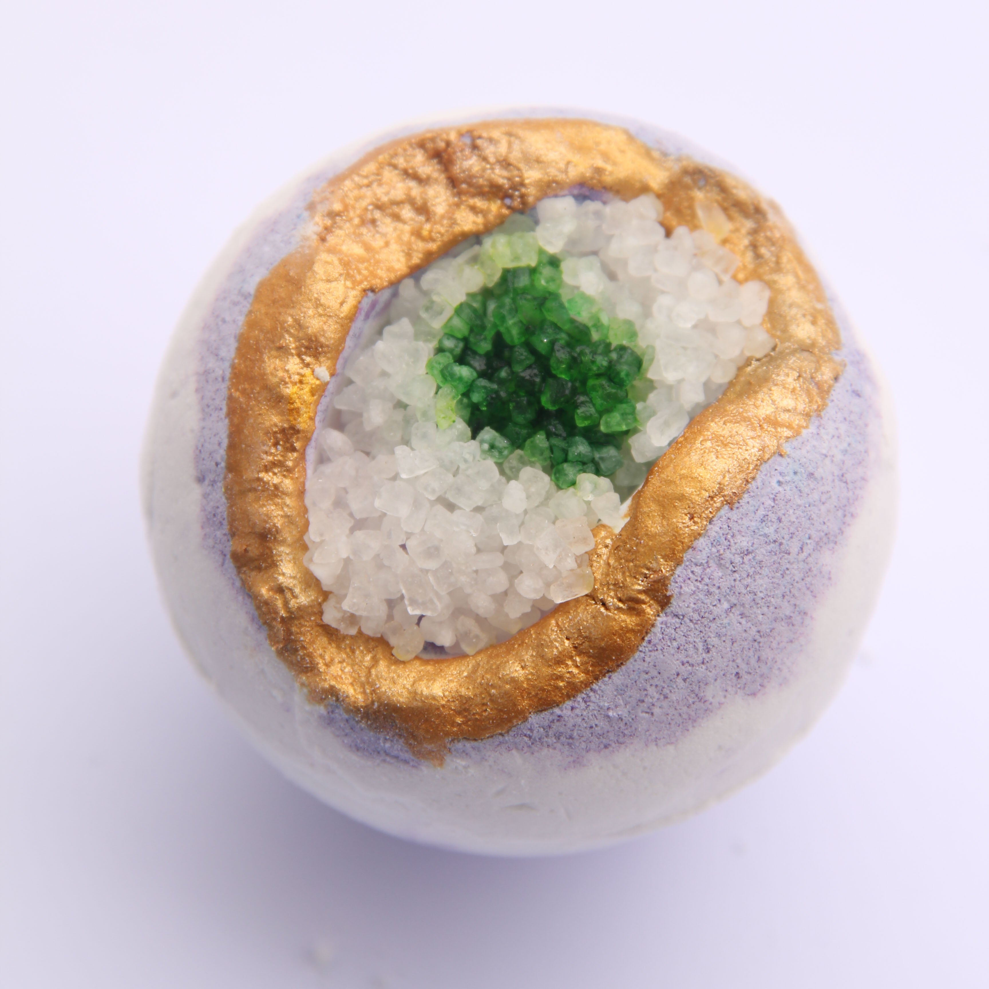 Lavender GEODE Crystal Essential Oil & Mineral salts Bath Bomb