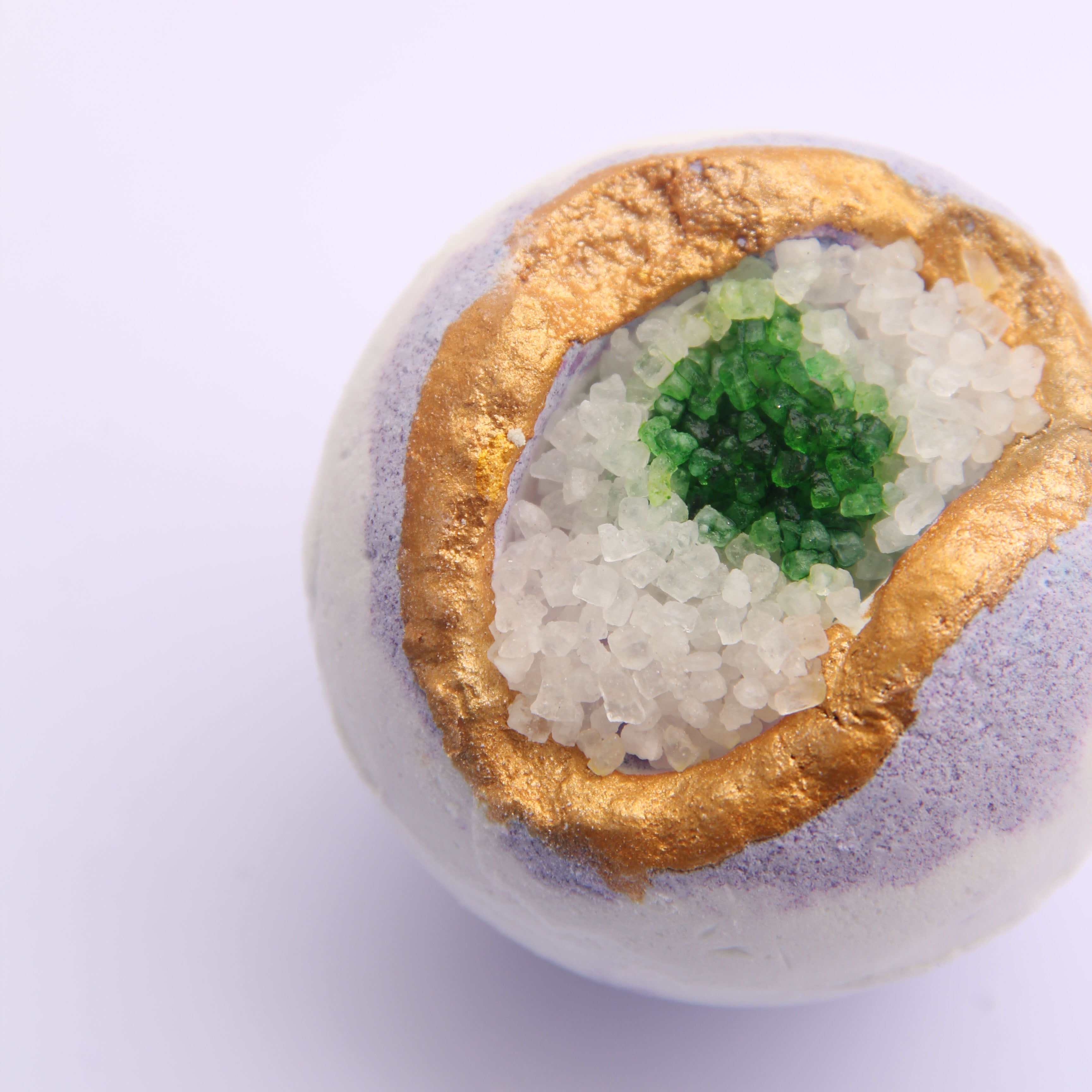 Lavender GEODE Crystal Essential Oil & Mineral salts Bath Bomb